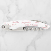 Rood- en witte zachte kersttekst kurkentrekker (Voorkant)