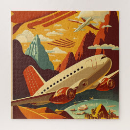 Rood- en witteavintage-reiskunst Puzzle Legpuzzel