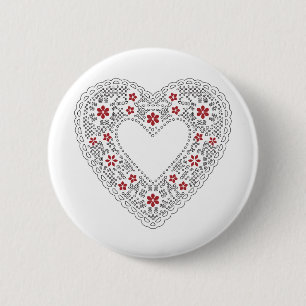 Rood- en wittehars ronde button 5,7 cm