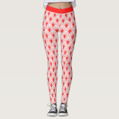 Rood- en wittekendecopatroonpatroon Leggings (Voorkant)