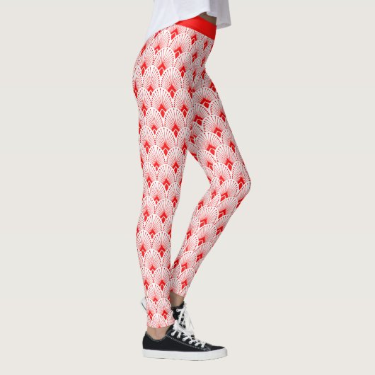 Rood- en wittekendecopatroonpatroon Leggings (Rechts)