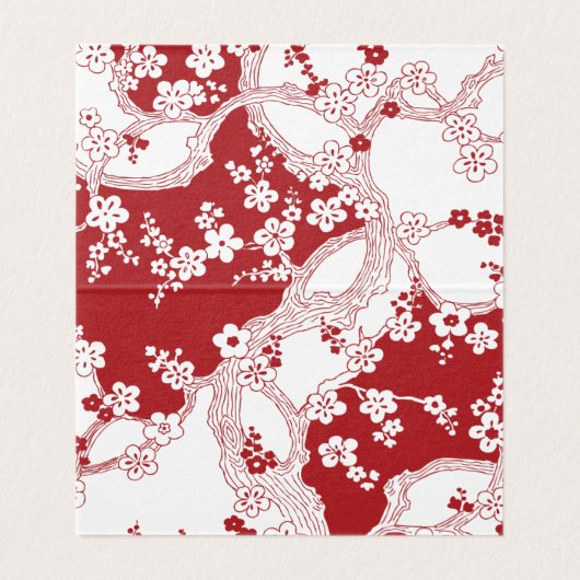 Rood- en wittekersen Blossom Oriental Wedding Visitekaartje (Binnenkant ongevouwen)