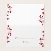 Rood- en wittekersen Blossom Oriental Wedding Visitekaartje (Buitenkant ongevouwen)