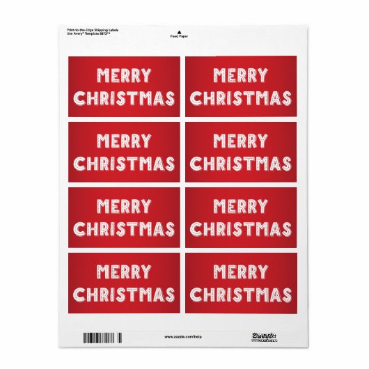 Rood- en wittekerstlabels etiket (Full Sheet)