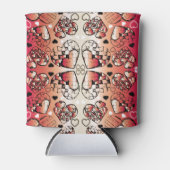 Rood- en wittekruid-Romantisch hartenpatroon Blikjeskoeler (Voorkant)