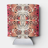 Rood- en wittekruid-Romantisch hartenpatroon Blikjeskoeler (Achterkant)