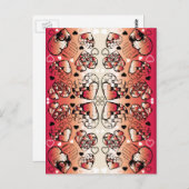 Rood- en wittekruid-Romantisch hartenpatroon Briefkaart (Voorkant / Achterkant)