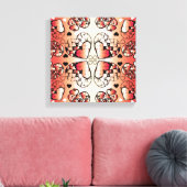 Rood- en wittekruid-Romantisch hartenpatroon Canvas Afdruk (Insitu (Woonkamer))