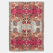 Rood- en wittekruid-Romantisch hartenpatroon Deken (Voorkant Verticaal)