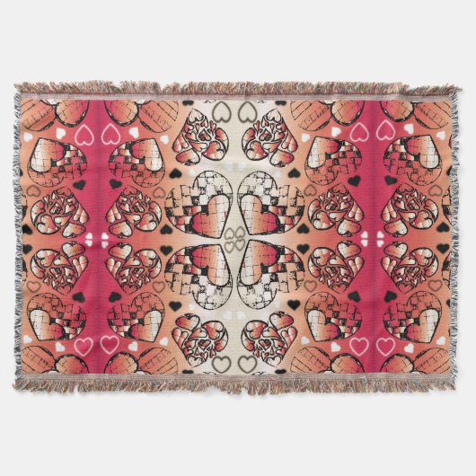 Rood- en wittekruid-Romantisch hartenpatroon Deken (Voorkant)