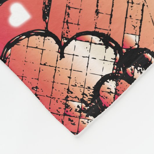 Rood- en wittekruid-Romantisch hartenpatroon Fleece Deken (Hoek)