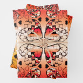 Rood- en wittekruid-Romantisch hartenpatroon Inpakpapier Vel (In situ)