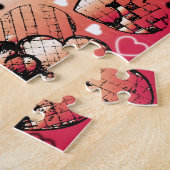 Rood- en wittekruid-Romantisch hartenpatroon Legpuzzel (Zijkant)