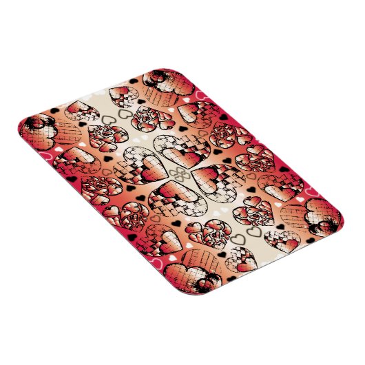 Rood- en wittekruid-Romantisch hartenpatroon Magneet (Rechterzijde)