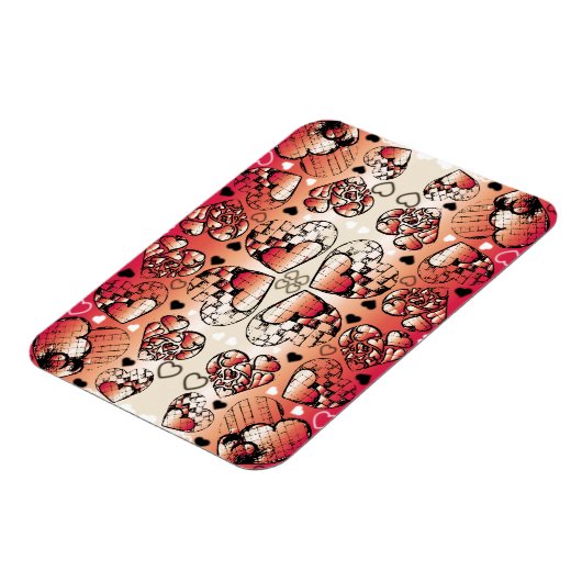 Rood- en wittekruid-Romantisch hartenpatroon Magneet (Linkerzijde)