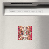 Rood- en wittekruid-Romantisch hartenpatroon Magneet (Insitu (Vaatwasser))