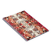 Rood- en wittekruid-Romantisch hartenpatroon Notitieboek (Rechterzijde)