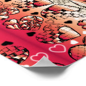 Rood- en wittekruid-Romantisch hartenpatroon Poster (Hoek)