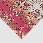 Rood- en wittekruid-Romantisch hartenpatroon Tissuepapier (Detail)