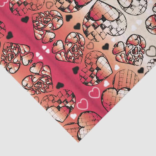 Rood- en wittekruid-Romantisch hartenpatroon Tissuepapier (Detail)