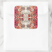 Rood- en wittekruid-Romantisch hartenpatroon Vierkante Sticker (Tas)