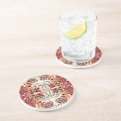 Rood- en wittekruid-Romantisch hartenpatroon Zandsteen Onderzetter (Zijkant)