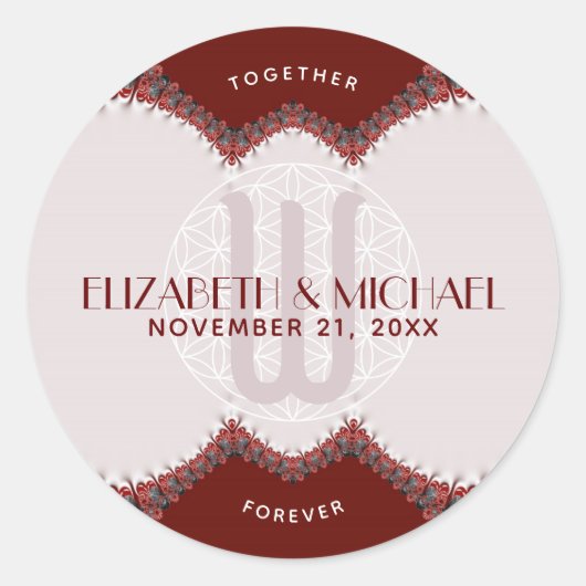 Rood- en wittesorvenweddenschap ronde sticker (Voorkant)