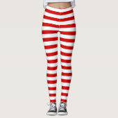 Rood- en wittestrepen met kerstkerst op feestdag leggings (Voorkant)