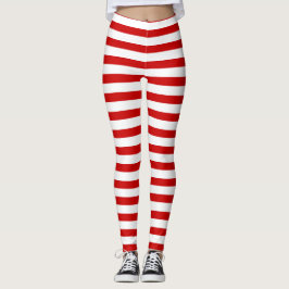 Rood- en wittestrepen met kerstkerst op feestdag leggings