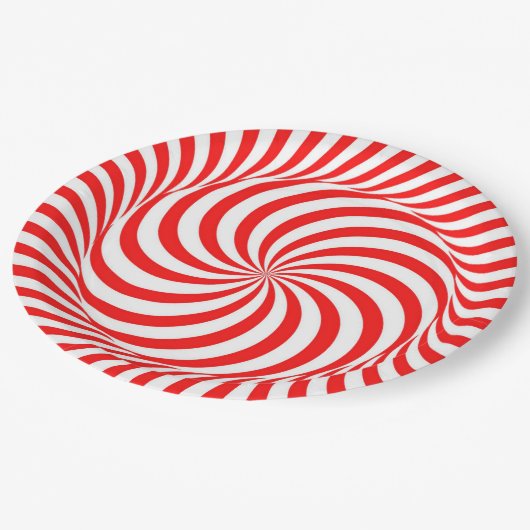 Rood- en wittewitdenwiel papieren bordje (Gekanteld)