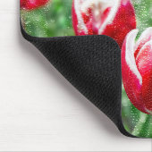 Rood- en witTulpen met regendruppels Muismat (Hoek)