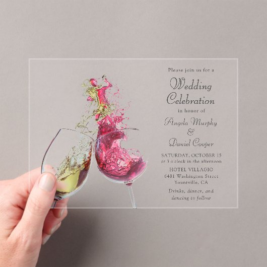 Rood- en wittwijdenweddenschap acryl uitnodigingen (Insitu (Draagbaar))