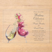 Rood- en wittwijdenweddenschap acryl uitnodigingen (Voorkant)