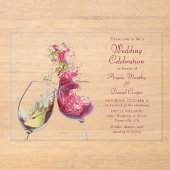 Rood- en wittwijdenweddenschap acryl uitnodigingen (Voorkant)