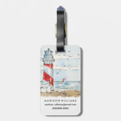 Rood- en witvuurtoren bagagelabel (Achterkant verticaal)