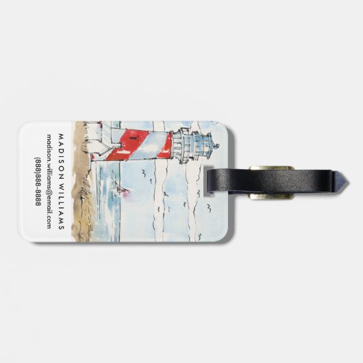 Rood- en witvuurtoren bagagelabel (Achterkant horizontaal)