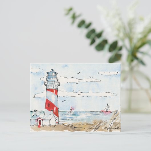 Rood- en witvuurtoren briefkaart (Staand voorkant)