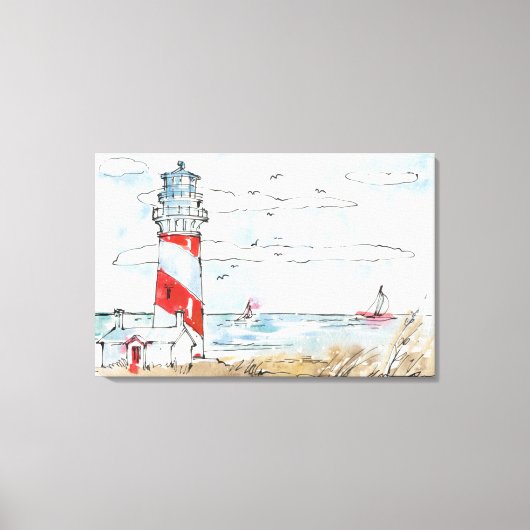 Rood- en witvuurtoren canvas afdruk (Voorkant)