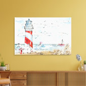 Rood- en witvuurtoren canvas afdruk (Insitu (Woonkamer))