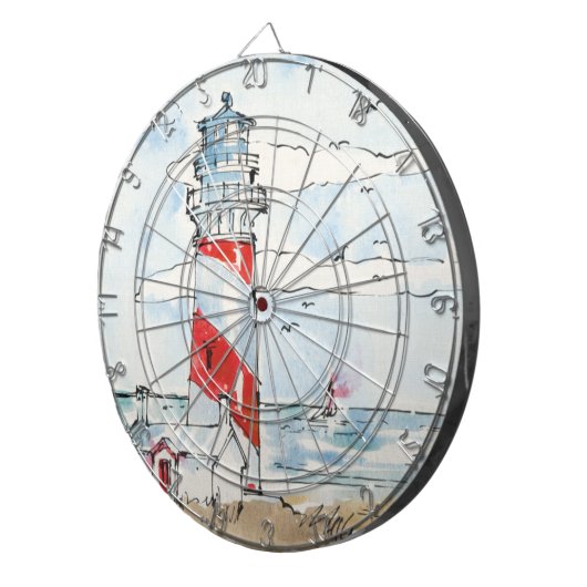 Rood- en witvuurtoren dartbord (Voorkant Rechts)