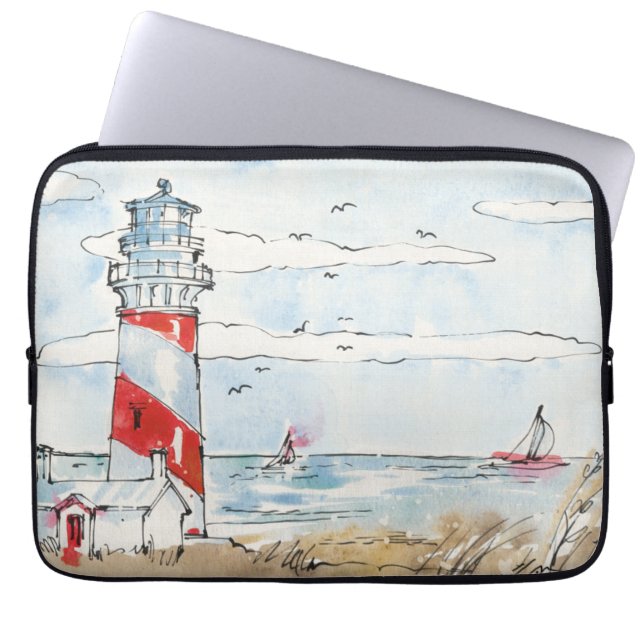 Rood- en witvuurtoren laptop sleeve (Voorkant)