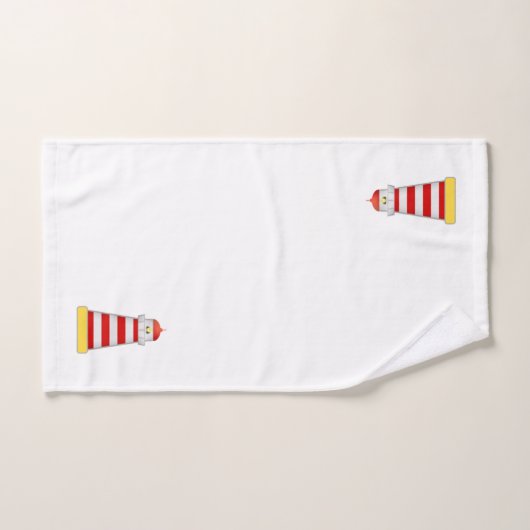 Rood- en witvuurtoren op marineblauw & wit bad handdoek (Handdoek)