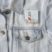 Rood- en witvuurtoren vierkante button 5,1 cm (In situ)