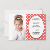 Rood- en witwandelaas Geboortedag Foto uitnodiging (Voorkant)