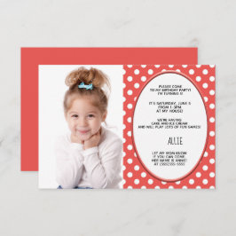 Rood- en witwandelaas Geboortedag Foto uitnodiging