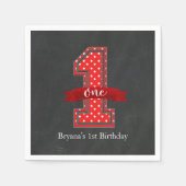 Rood- en witwandelwand 1 Eerste verjaardag Servetten (Voorkant)