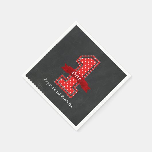 Rood- en witwandelwand 1 Eerste verjaardag Servetten (Hoek)