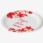Rood- en witwasdiner papieren bordje (Gekanteld)
