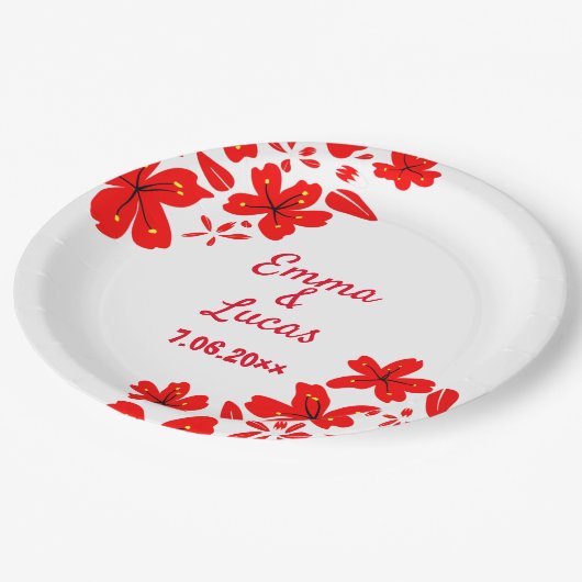 Rood- en witwasdiner papieren bordje (Gekanteld)