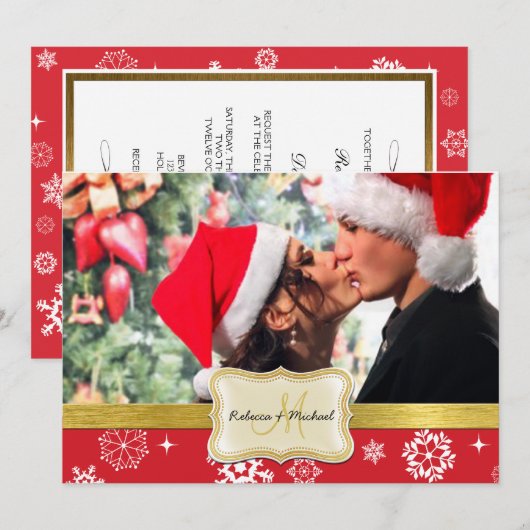 Rood- en witwintersneeuwvlokken Woestijnuitnodigin Kaart (Voorkant / Achterkant)